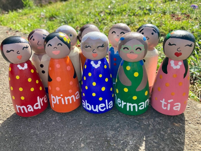 Bilingual Peg Doll Family SPANISH Etsy