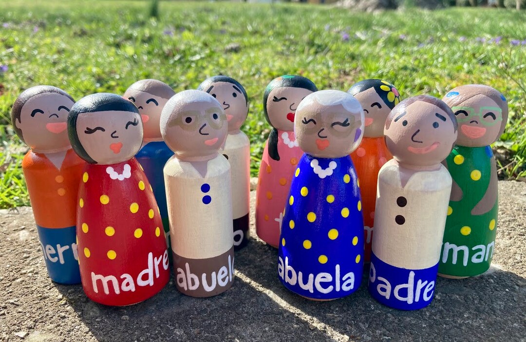 Bilingual Peg Doll Family SPANISH Etsy