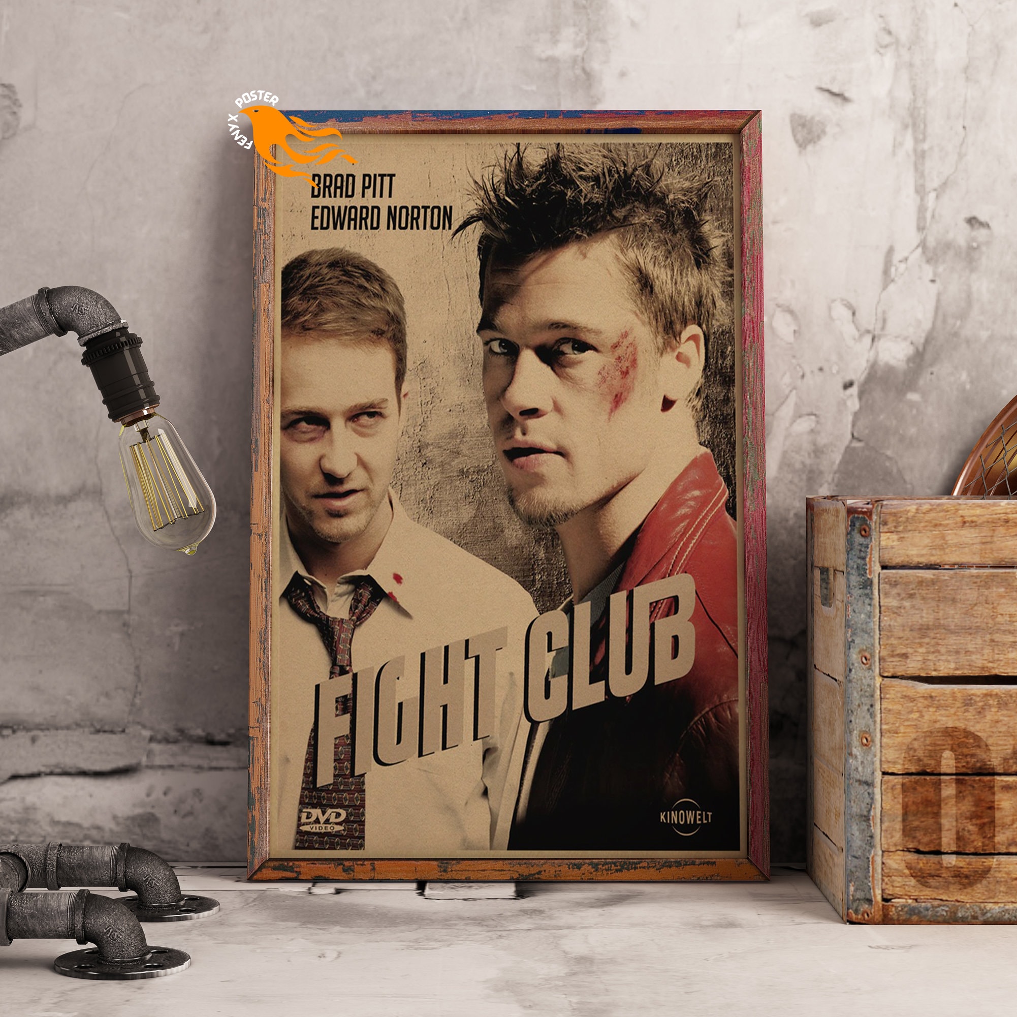 Discover Fight Club Retro Poster, Kraft Paper Print, Movie Wall Art Gift