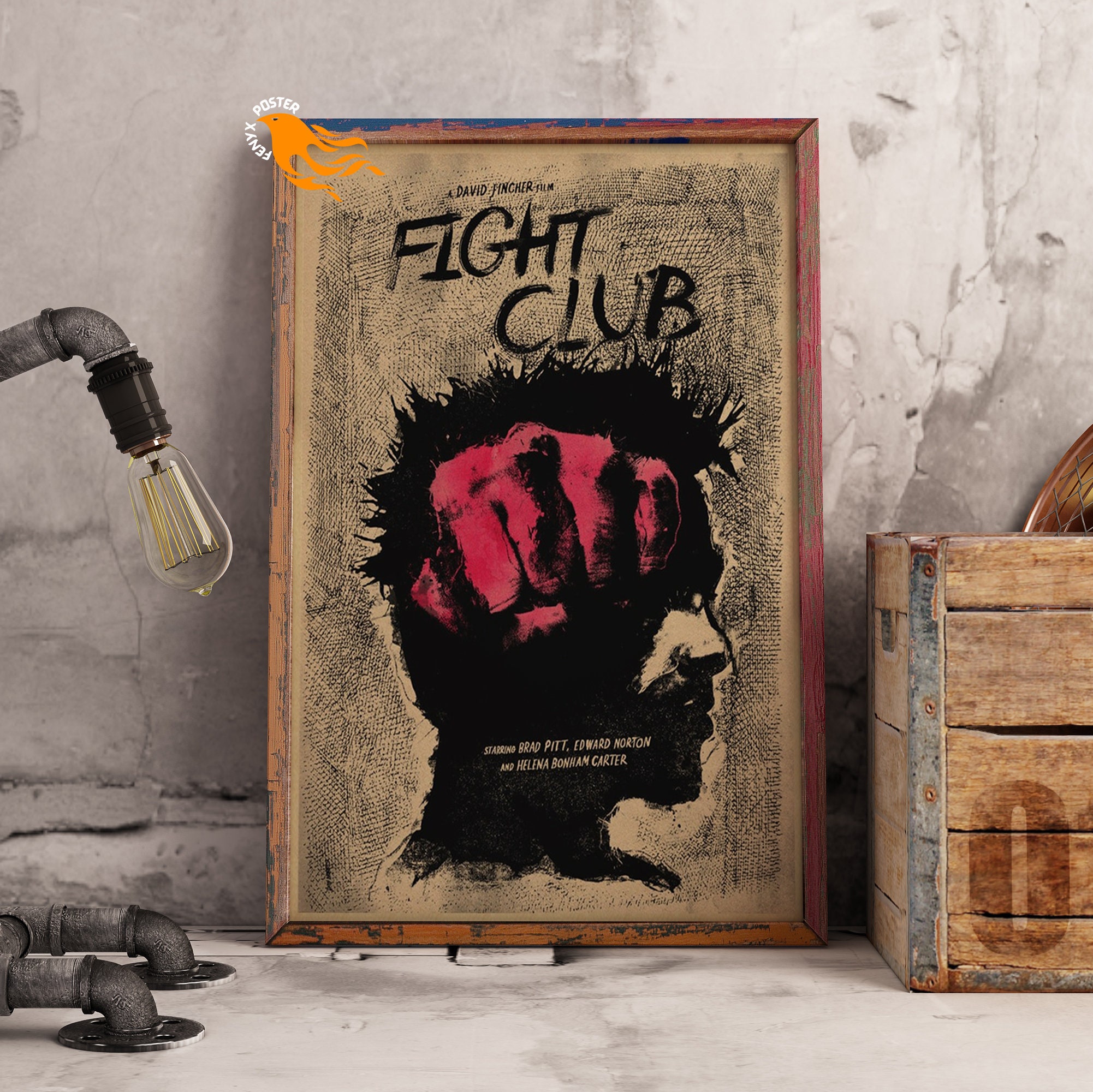 Discover Fight Club Retro Poster, Kraft Paper Print, Movie Wall Art Gift