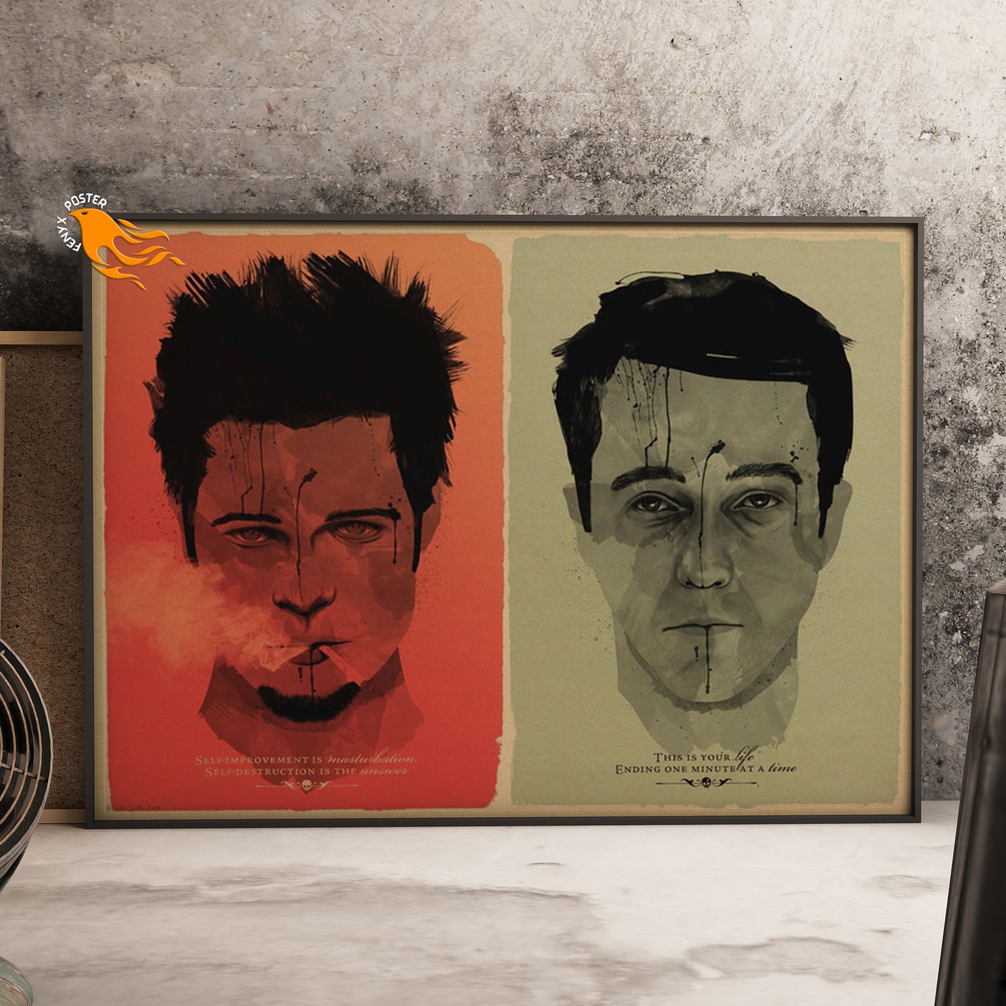 Discover Fight Club Retro Poster, Kraft Paper Print, Movie Wall Art Gift