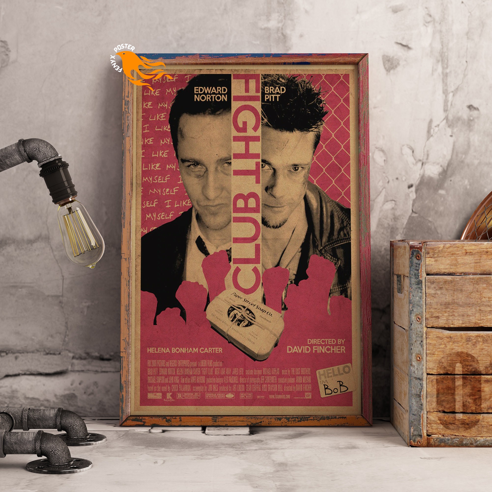 Discover Fight Club Retro Poster, Kraft Paper Print, Movie Wall Art Gift