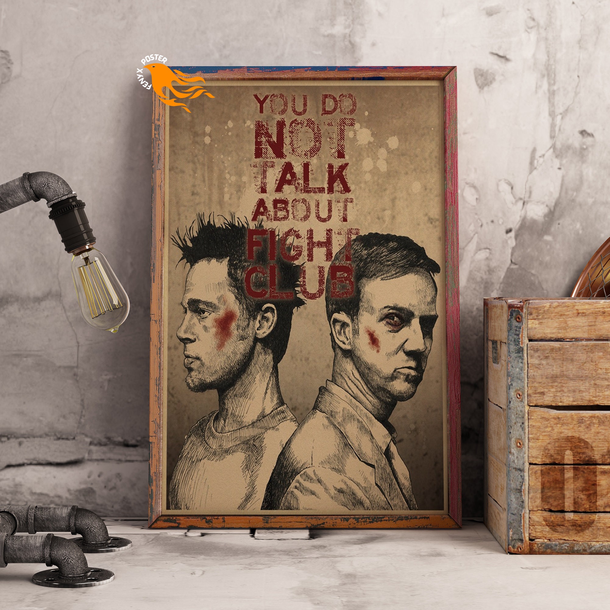 Discover Fight Club Retro Poster, Kraft Paper Print, Movie Wall Art Gift