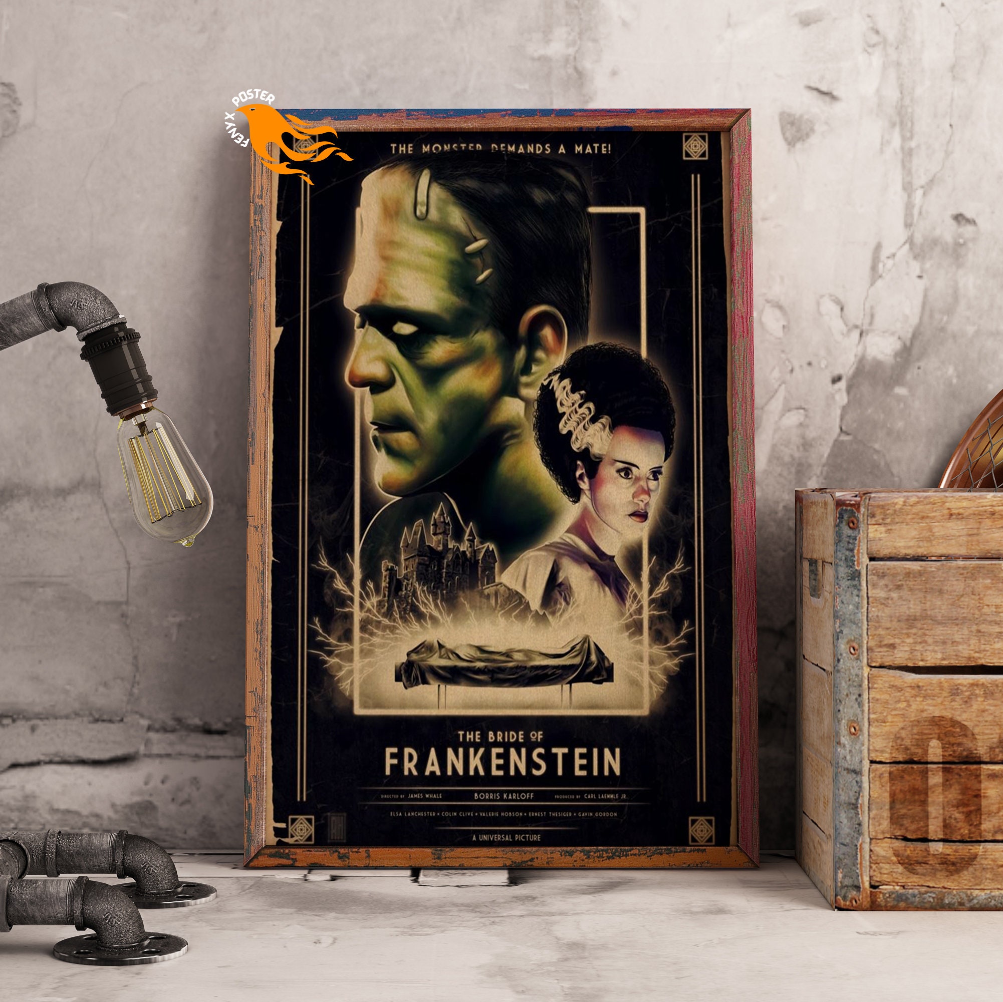 Frankenstein Retro Poster Kraft Paper Print Movie Wall Art - Etsy