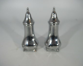 Silver Salt and Pepper Shakers With Roses Design The No. 300 Stamped on Bottom