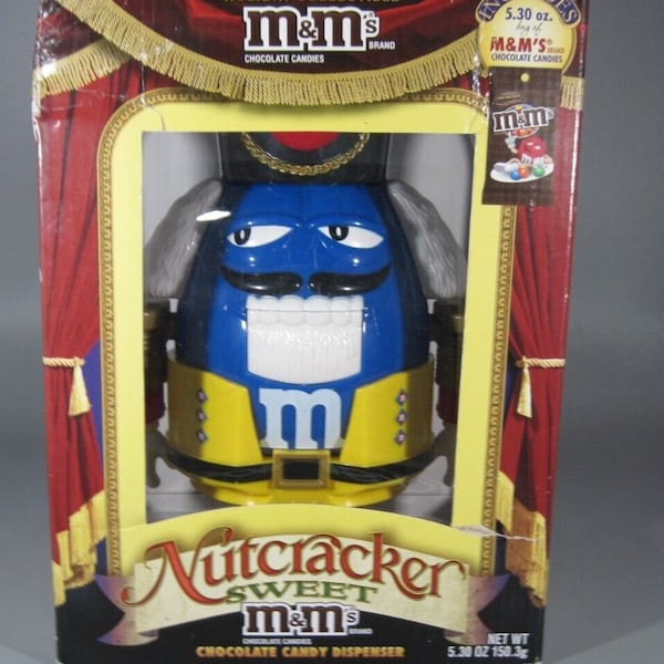 Official M&M Blue Holiday Collectible Nutcracker Sweet Candy Dispenser