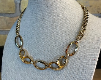 Vintage Monet Gold Tone Choker Necklace with Hang Tag