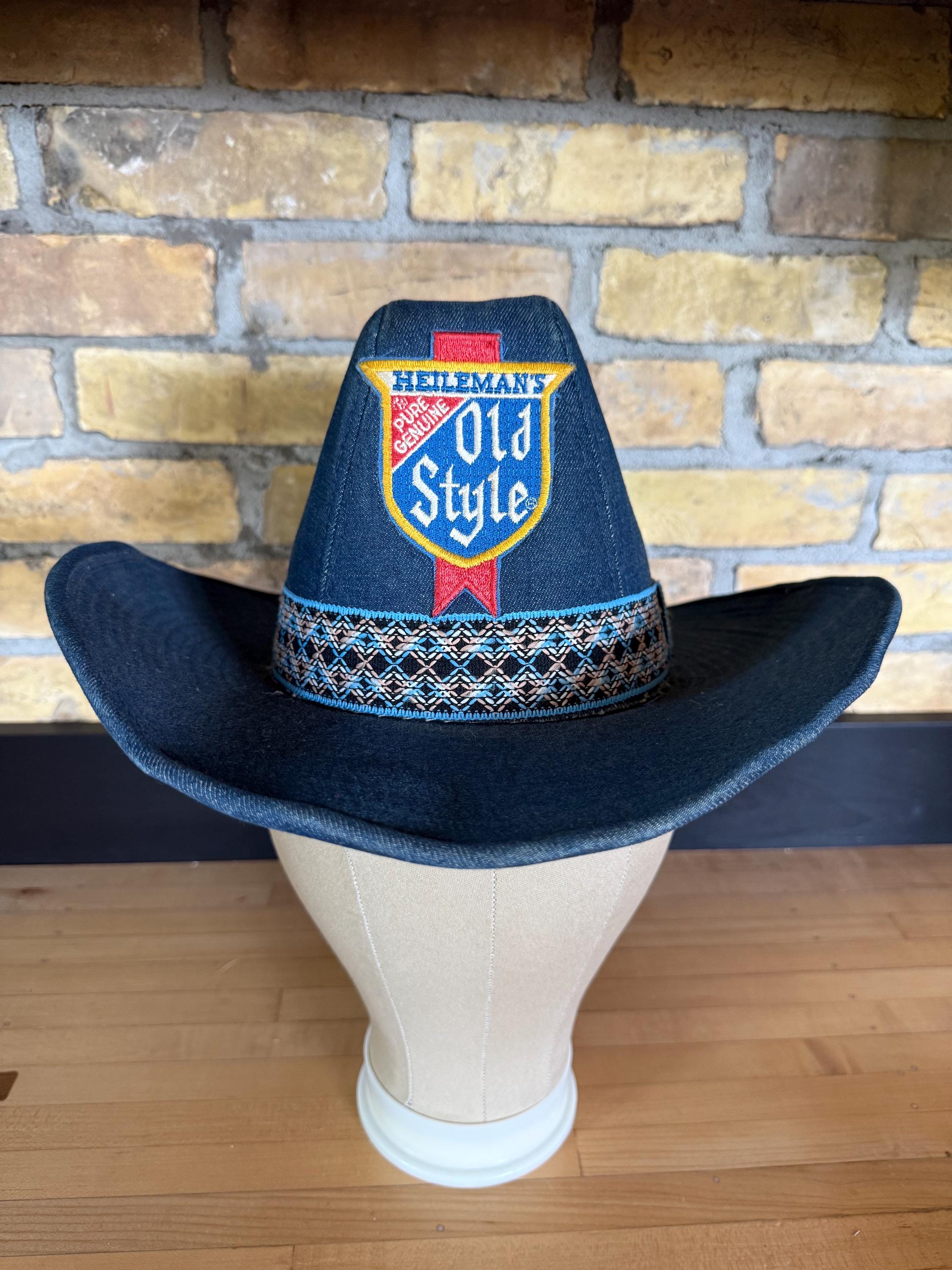 マインデニム Western HAT Vintage 1970s Denim Cowboy Hat With Heilemans Old Style Patch