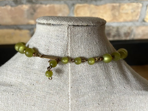 Vintage Olive Green Moonglow and Yellow Bead Chok… - image 3