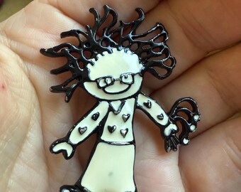 Vintage SFJ Steinmetz Raggedy Ann Brooch - Your Choice - Black and