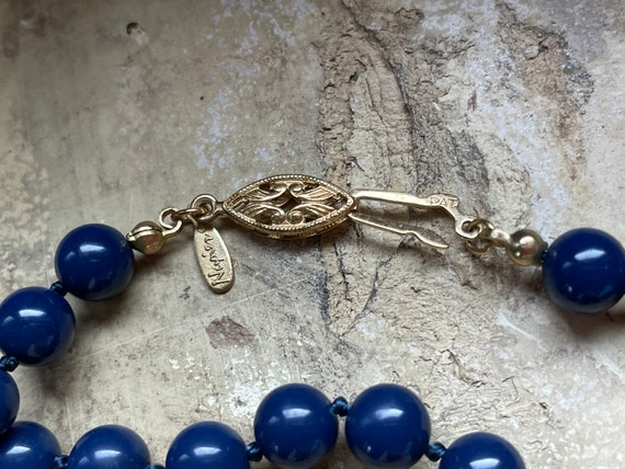 Vintage Napier Blue Beaded Necklace and Coordinat… - image 5