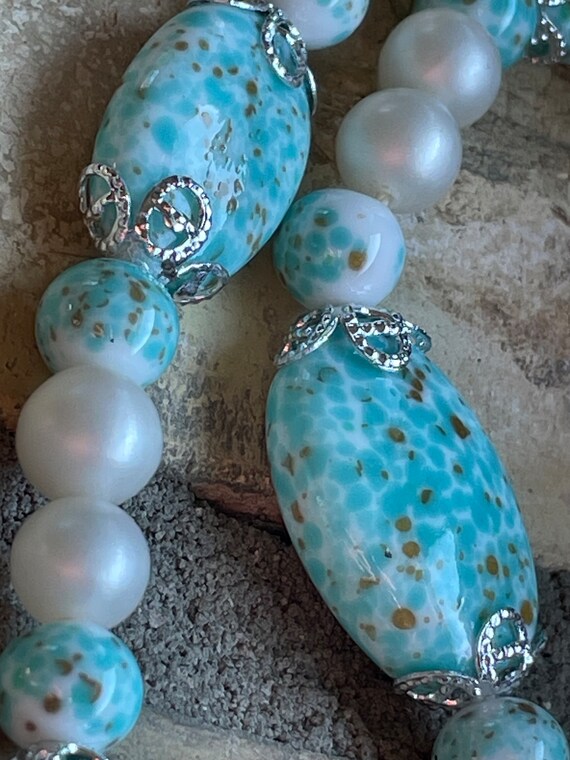 Collier Vintage Perles De Culture Et Turquoise - Bijou Ancien En Très Bon État