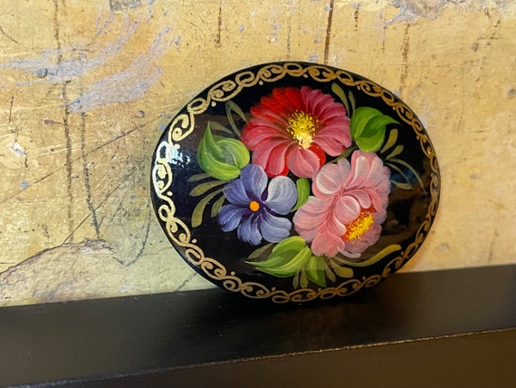 Beautiful Vintage Russian Lacquer Palekh Hand Pai… - image 2