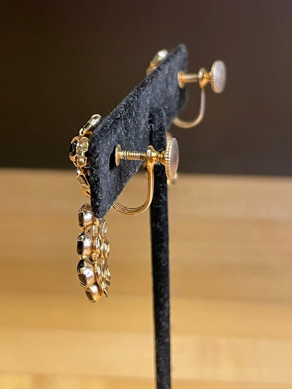 Vintage Rhinestone Drop Dangle Screwback Earrings… - image 6