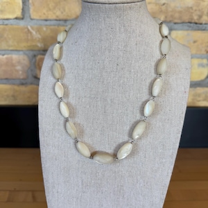Beautiful Antique Mother of Pearl MOP Oval Bead Necklace - 1910s or 1920s - Bridal Something Old