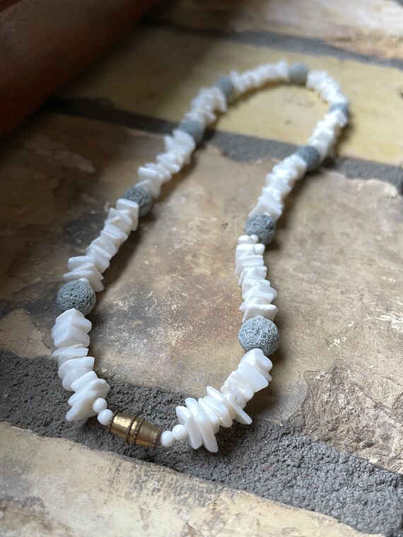 Hawaiian Surfer Necklace - Shell and Volcanic Bea… - image 5
