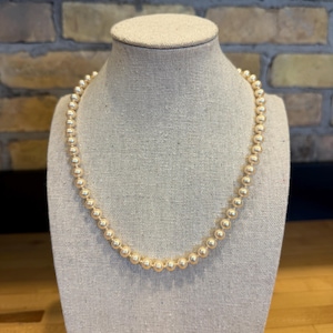 Vintage Off White Faux 6.1mm Faux Pearl Necklace - 17” Around - Hand Tied