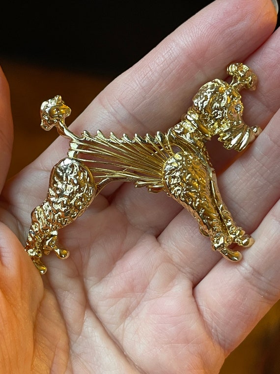 Vintage Gold Tone Unsigned Poodle Brooch - image 6