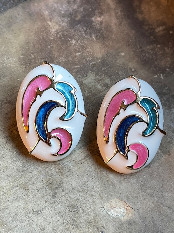 Colorful 1980s or 1990s Enameled Pastels Pierced E