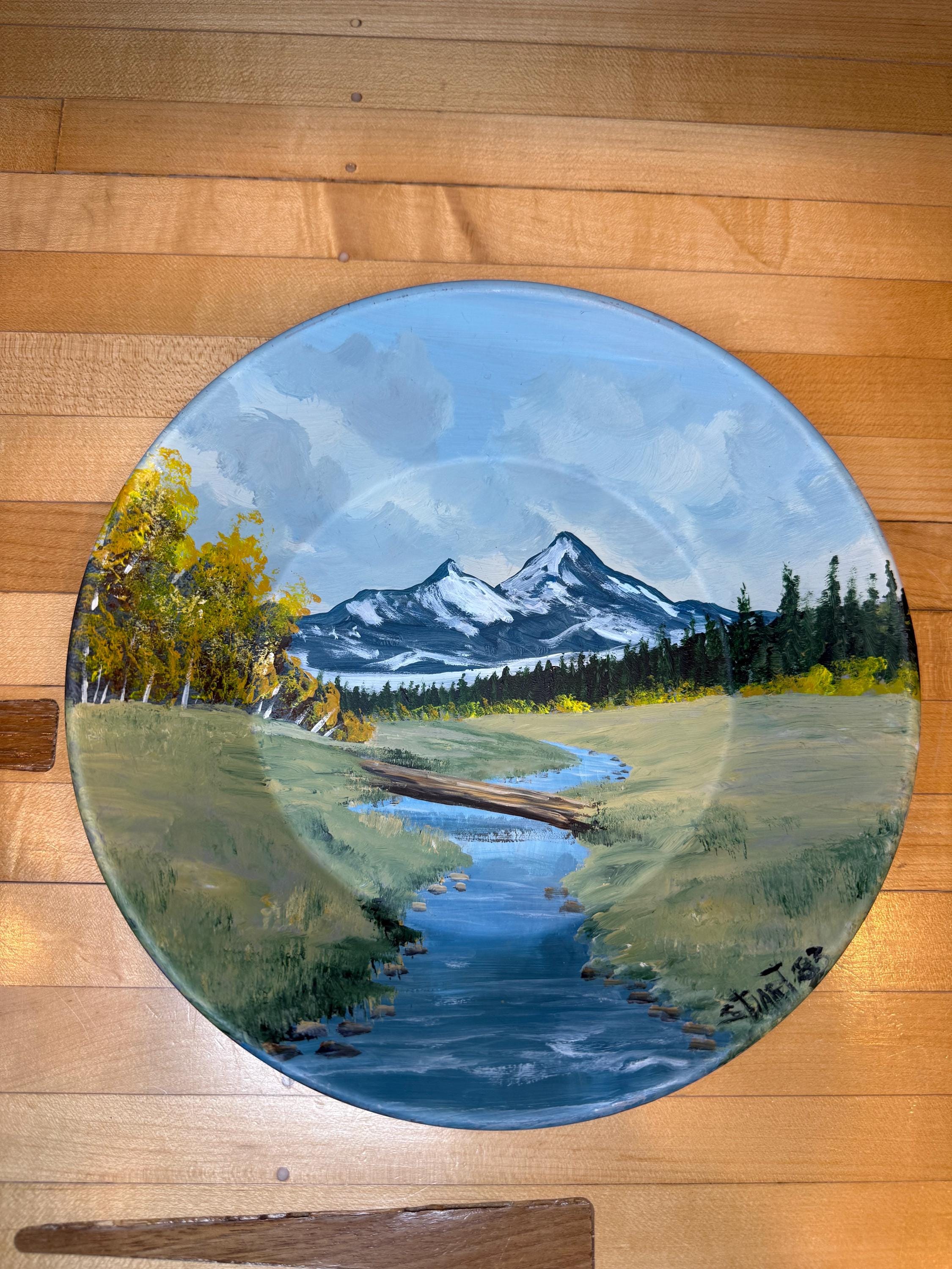 Vintage Hand Painted Gold Pan From Montana Artist Karen Stuart