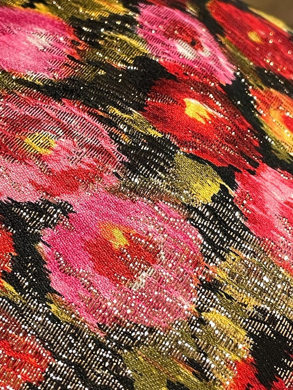Vintage Black Velvet and Red, Gold, and Pink Floral Women display picture 1