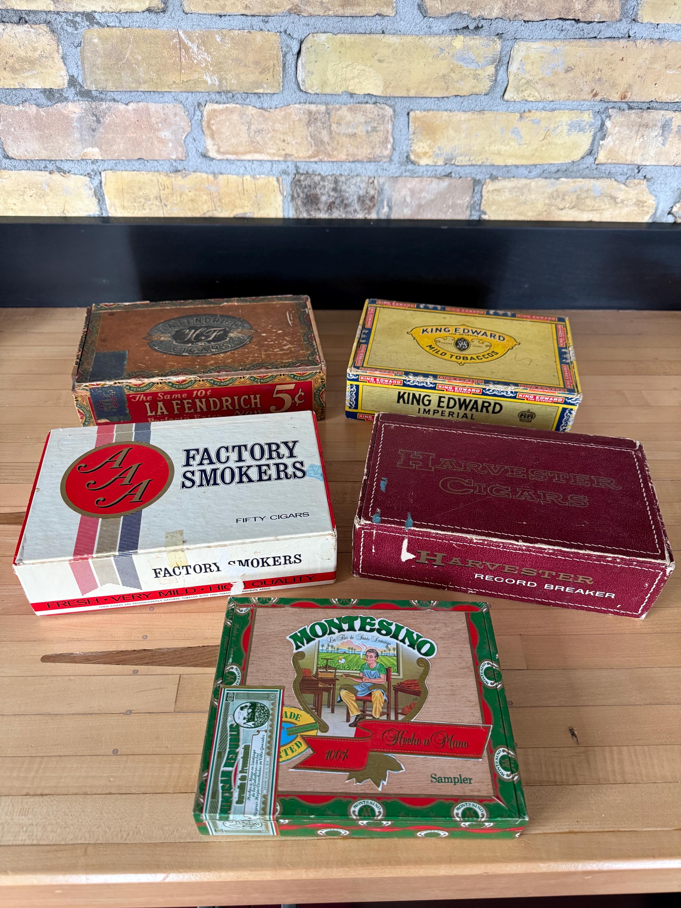 Vintage Cigar Box Collection - La Fendrich, King Edward, Harvester
