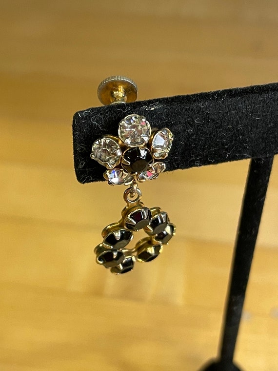 Vintage Rhinestone Drop Dangle Screwback Earrings… - image 7