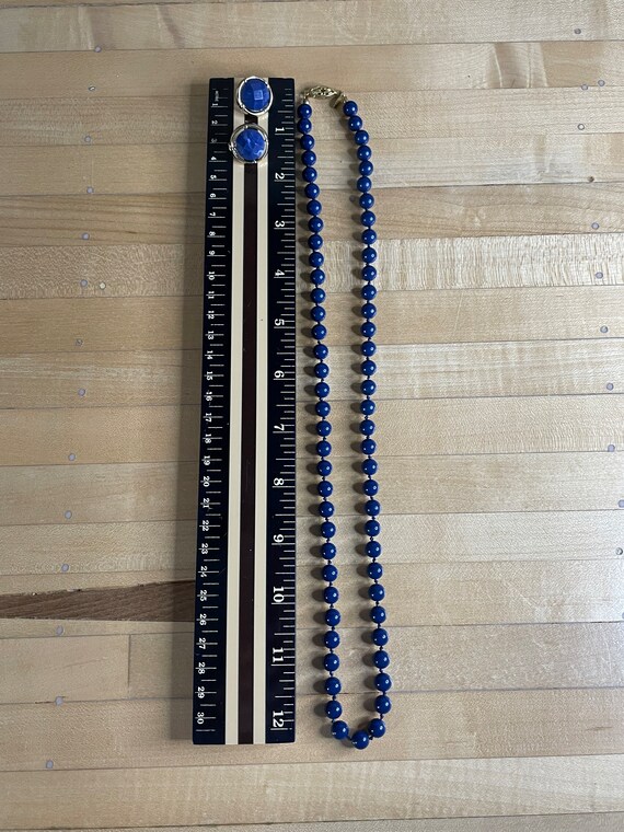 Vintage Napier Blue Beaded Necklace and Coordinat… - image 8