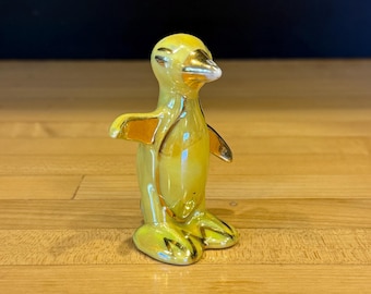 Homer Laughlin Arlequin Maverick Pingouin Statuette ou Imitateur vintage - Lustre jaune et or