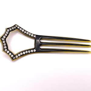 Vintage Decorative Celluloid Hair Comb with Rhinestones - 1920s?