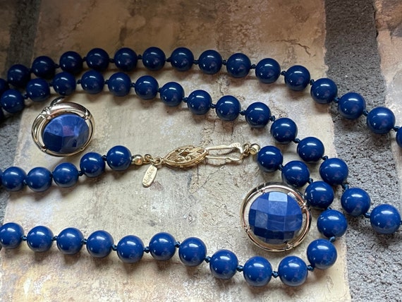Vintage Napier Blue Beaded Necklace and Coordinat… - image 4