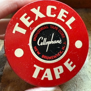 Vintage Texcel Cellophane Tape Tin - Cute Red Tin Circa the 1940s or 1950s