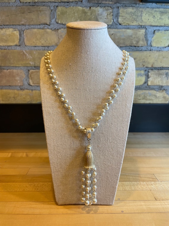 Pearl tassel shop necklace