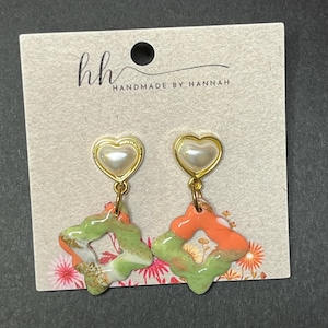 Pink and green colorful earrings