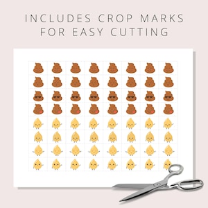 Printable potty training chart includes crop marks for easy cutting, with multiple character stickers ready to use.
