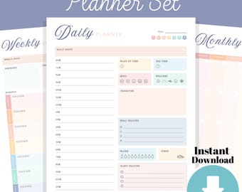 Planificador diario para mamás ocupadas, planificador mensual imprimible (PDF), planificador de productividad anual, calendario sin fecha, organizador, rastreador de hábitos.