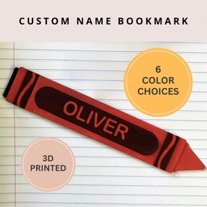 Custom name crayon bookmark personalized kids gift colorful back to school student prize classroom reading reward wax crayon style