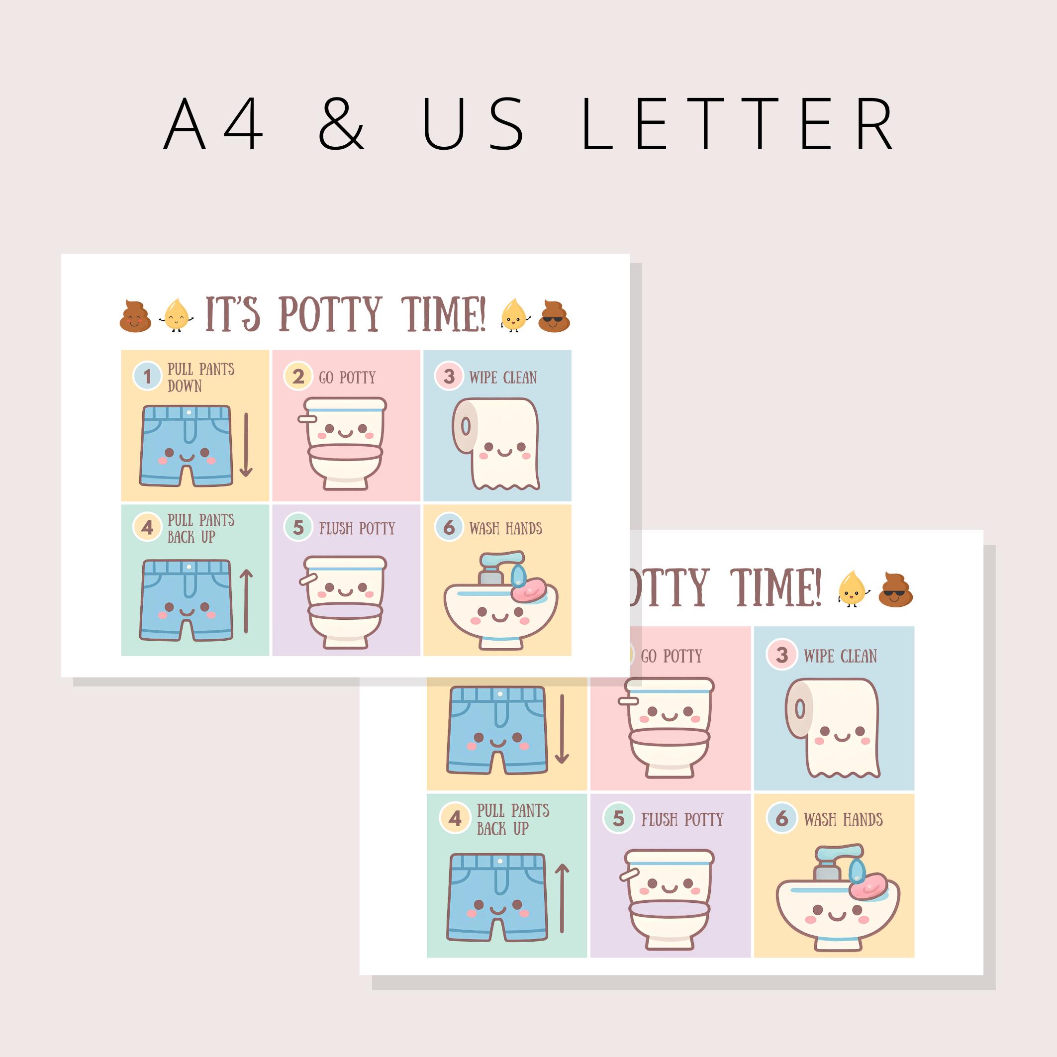 Potty Training Visual Guide Printable Toddler Bathroom Routine Chart ...