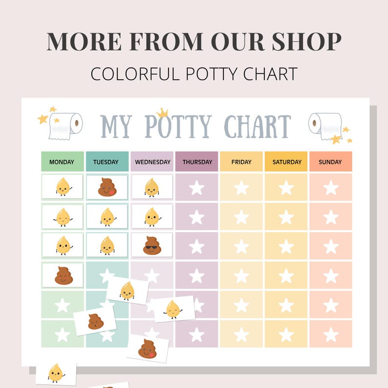 Potty Training Chart Printable for Kids Reward Sticker System Fun ...