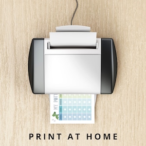 Printable toddler potty training reward chart shown printing at home, easy instant download for parents.
