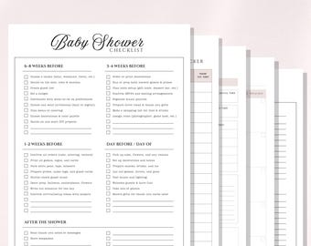 Paquete de planificador de baby shower imprimible, lista de verificación editable y rastreador de confirmación de asistencia, plantillas de planificación de baby shower para bebés, niñas y niños, futuras mamás neutrales