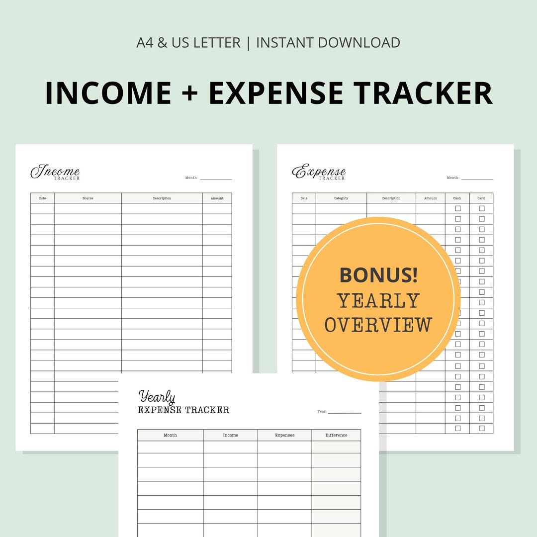 Monthly Expense Tracker A4 Letter Printable Pdf Busy Moms Budget