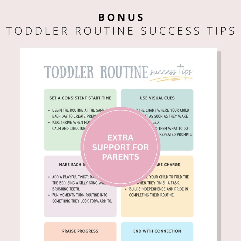 Daily Routine Chart Printable for Kids Rainbow Morning Bedtime ...