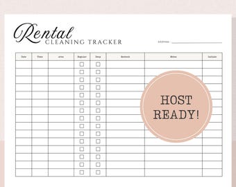 Rental cleaning tracker printable short term log turnover checklist hosts cleaners weekly deep clean restock tracker pdf instant download