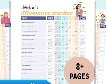 Rastreador de asignaciones imprimible y editable para adolescentes y preadolescentes, tabla de recompensas por tareas, herramienta de administración de dinero para niños, tabla de responsabilidades para estudiantes