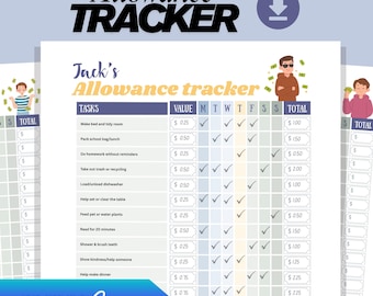 Rastreador de asignaciones editable para adolescentes y preadolescentes, tabla imprimible de tareas y dinero para niños, herramienta de responsabilidad para estudiantes de secundaria y preparatoria.