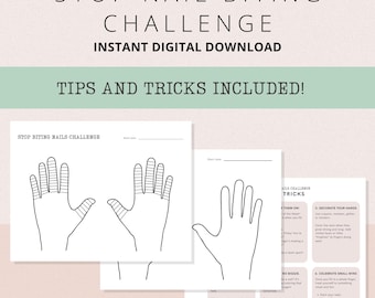 Stop Nail Biting Chart for Kid Teen Adult Printable Habit Tracker PDF Break Nail Biting Compulsion Digital Download Anxiety Relief A4 Letter