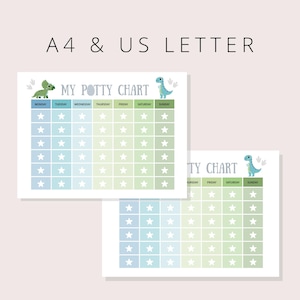 Potty training chart printable available in A4 and US Letter paper sizes for easy home or school printing.
