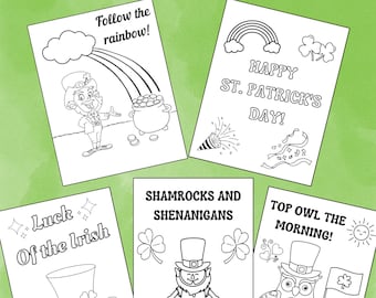 Printable St. Patrick's Day Coloring Pages for Kids! Simple, Fun Designs! 5-Pack. Instant Download.