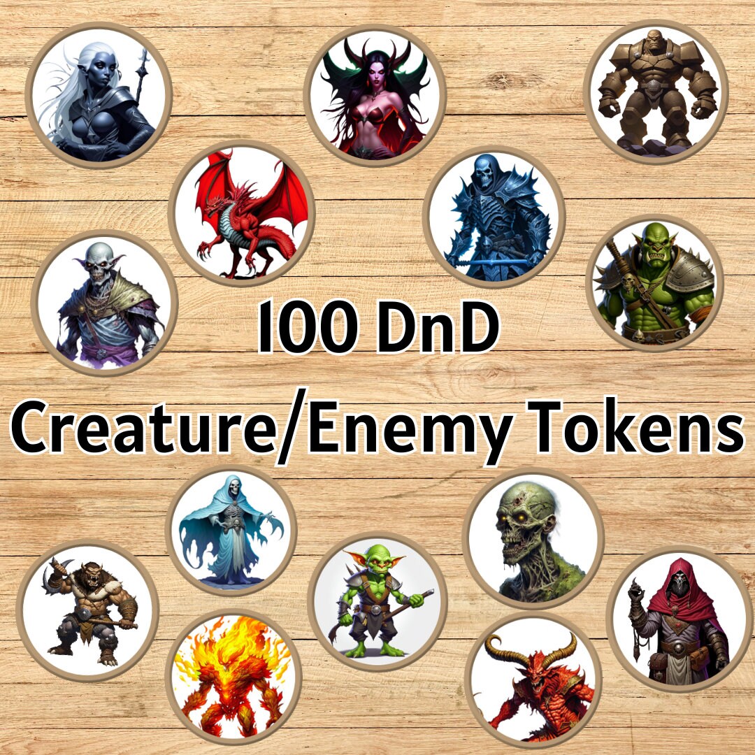 Dnd Creature/enemy Custom Token Pack 100 Printable - Etsy